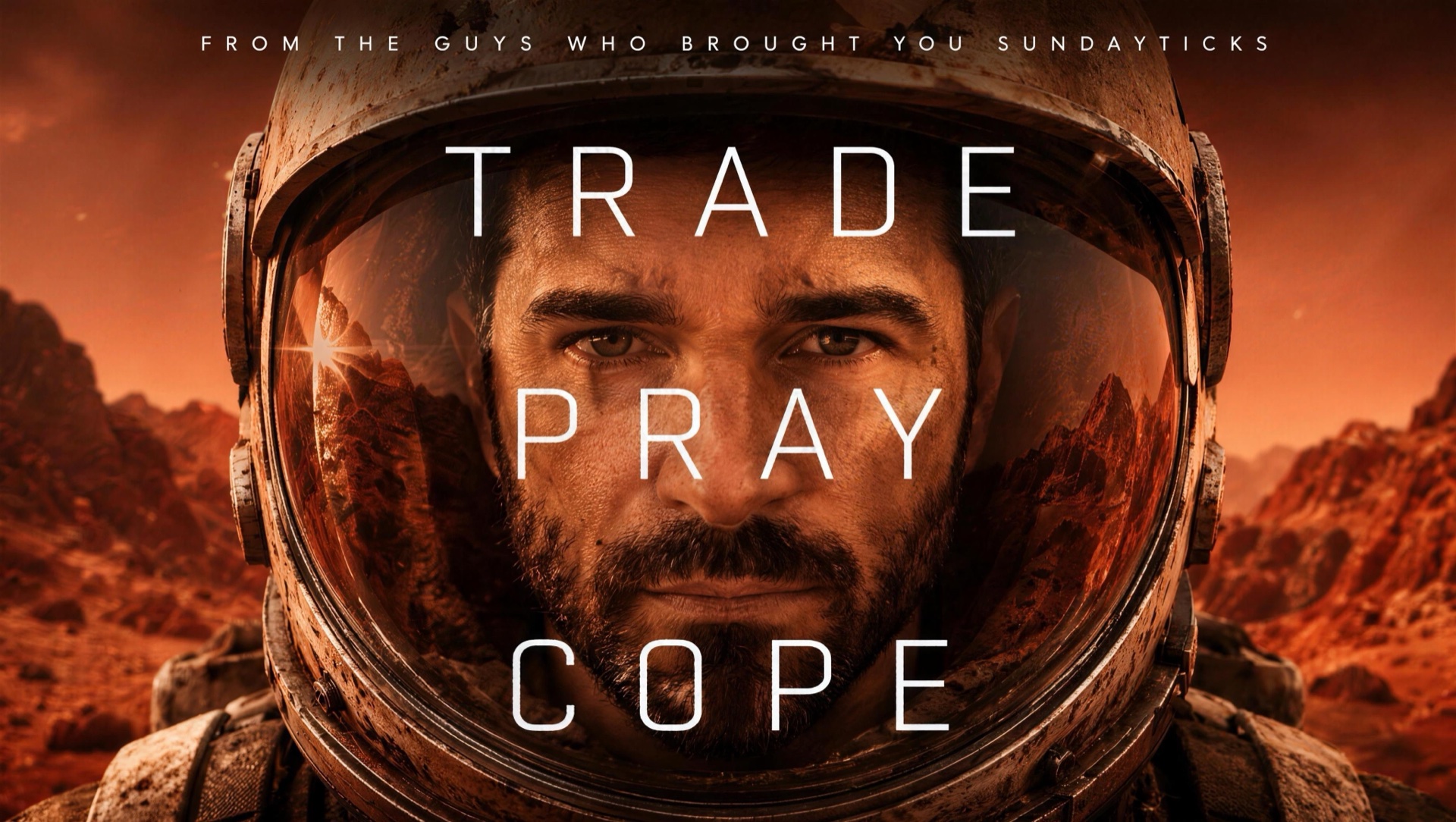 Campaign key art with a helmeted figure against a rust-colored landscape